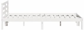 Estrutura de Cama vidaXL com Cabeceira Branca 140x210 cm Madeira Maciç