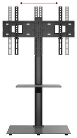 Suporte de canto para TV 32-65 polegadas c/ 2 prateleiras preto