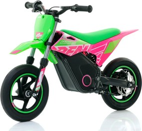 Mini moto elétrica para crianças Minicross electrica RFN Warrior SX-E250 Supermotard 250W 12/12" Até 25Km/hora cm limitador Verde/Rosa