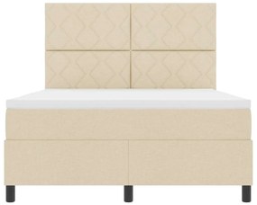 Cama Box com Colchão e LED , Creme, 140x190 cm, Tecido