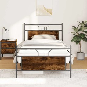 Estrutura cama s/ colchão derivados de madeira carvalho fumado