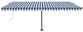 Toldo automático LED e sensor de vento 500x300 cm azul e branco