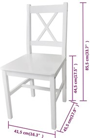 Cadeiras de jantar 6 pcs madeira de pinho branco