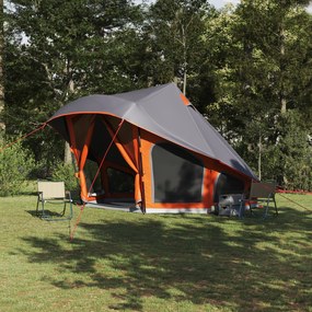 vidaXL Tenda Familiar Tipi em Cinza e Laranja para 10 Pessoas - Impermeável