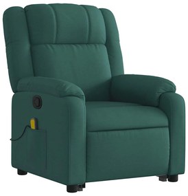 Poltrona reclinável elevatória de massagens tecido verde-escuro