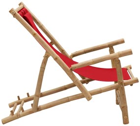 Cadeira de terraço de bambu e lona vermelho