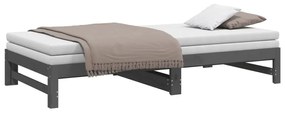 Sofá-cama de puxar 2x(80x200) cm pinho maciço cinza