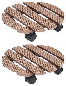 Suportes com rodas para vasos 2 pcs Ø30x7,5 cm WPC castanho
