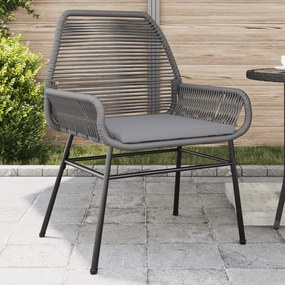 vidaXL Cadeiras de jardim 2 pcs c/ almofadões vime PE cinzento