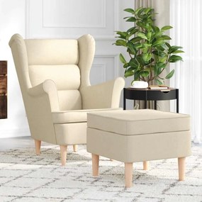 vidaXL Poltrona com apoio de pés tecido cor creme