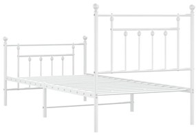 Estrutura de cama com cabeceira e pés 90x190 cm metal branco