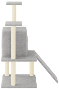 Árvore p/ gatos c/ postes arranhadores sisal 110 cm cinza-claro