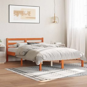 Cama sem colchão 140x200 cm madeira pinho maciça castanho-mel