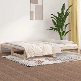 vidaXL Sofá-cama de puxar 2x(80x200) cm madeira de pinho maciça