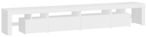 Móvel de TV com luzes LED 260x36,5x40 cm branco