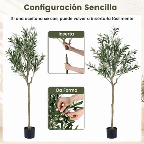 Conjunto de 2 Oliveiras Artificiais Altura: 150, Copa Frondosa (VASO NÃO INCLUIDO), , Verde