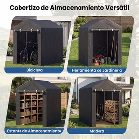 Abrigo de Jardim, 120 x 180 x 174 cm, Estrutura Galvanizada, Cinzento-escuro