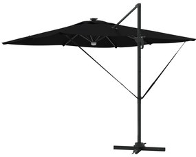 Guarda-Sol Cantilever Roma com LEDs Preto 286x285x270 cm Alumínio