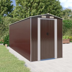 vidaXL Abrigo de jardim 192x523x223 cm aço galvanizado castanho-escuro