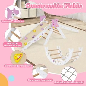Conjunto de triângulo de escalada para crianças Montessori de madeira dobráveis 8 em 1 para bebés Parque infantil interior branco