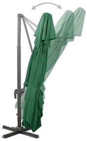 Guarda-sol cantilever com toldo duplo 400x300 cm verde