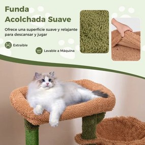 Arranhador Gatos de Cactos 81cm com Almofada Lavável Postes de Arranhar Verde e Castanho