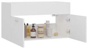 Armário de lavatório 80x38,5x46 cm derivados de madeira branco