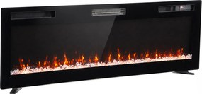 HOMCOM Lareira Elétrica Embutida, Parede e De Pé Slim 153 cm com Comando, 900/1800W, Timer, 35㎡,Preto | Aosom Portugal