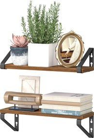 Conjunto de 2 prateleiras estante suspensa 12,7 x 40 x 11,2 cm castanho-preto