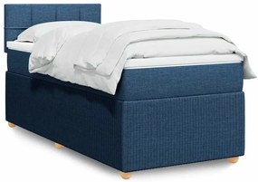 vidaXL Cama com molas/colchão 90x190 cm tecido azul