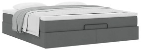 Estrutura de cama otomana com colchão tecido cinzento escuro
