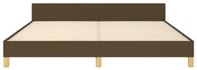 Estrutura de cama sem colchão 160x200 cm tecido castanho-escuro