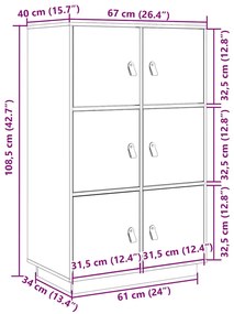 Aparador alto 67x40x108,5 cm pinho maciço