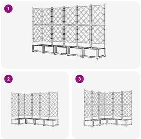 Vaso de Jardim com Treliça 5 pcs Branco 120x120x125.5 cm