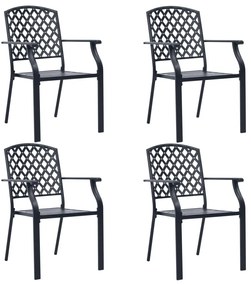 Cadeiras de jardim design rede 4 pcs aço preto