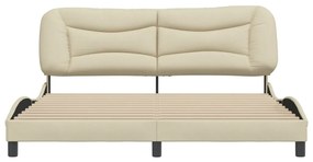 Estrutura de cama sem colchão 180x200 cm tecido cor creme