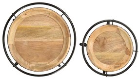 2 pcs Conjunto de mesa de apoio madeira de mangueira maciça