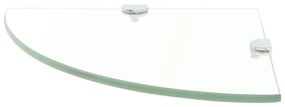 Prateleira canto suportes cromados vidro transparente 25x25cm