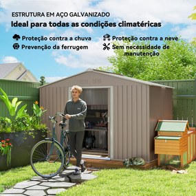 Abrigo de Jardim 277x195x192 cm  Metálico para Armazenamento de Ferramentas Cinzento