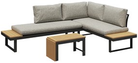 Outsunny Conjunto de Jardim de 3 Peças Móveis de Exterior com 2 Sofás de 2 Lugares e Mesa de Centro Versátil Conjunto de Sofá de Exterior Cinza | Aosom Portugal