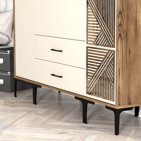 Guarda-roupa Kumsal STP – Nogueira e Creme – 160 cm x 47,5 cm x 201,4