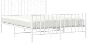 Estrutura de cama com cabeceira e pés 140x200 cm metal branco