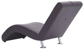 Chaise longue com almofada couro artificial cinzento