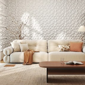 Conjunto de 40 painéis de parede 3D em forma de losango para sala de estar, quarto 50 x 50 x 4,5 cm branco