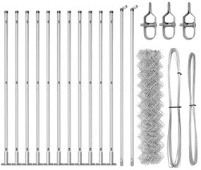 Conjunto de Postes de Cerca Prateado 25 x 1 m Aço Galvanizado