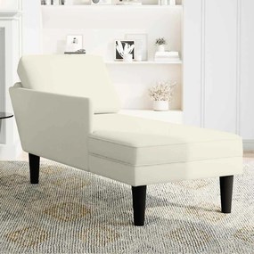 Chaise lounge c/ almofada/apoio de braços direito veludo creme