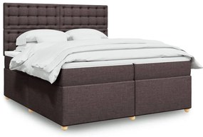 vidaXL Cama com molas/colchão 200x200 cm tecido castanho-escuro