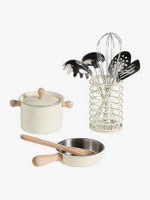 Conjunto de cozinha, em metal e madeira FSC® cru