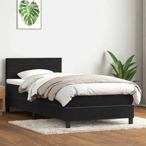 vidaXL Cama com molas/colchão preto 80x210 cm veludo