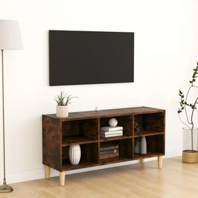 vidaXL Móvel de TV pernas madeira maciça 103,5x30x50cm carvalho fumado